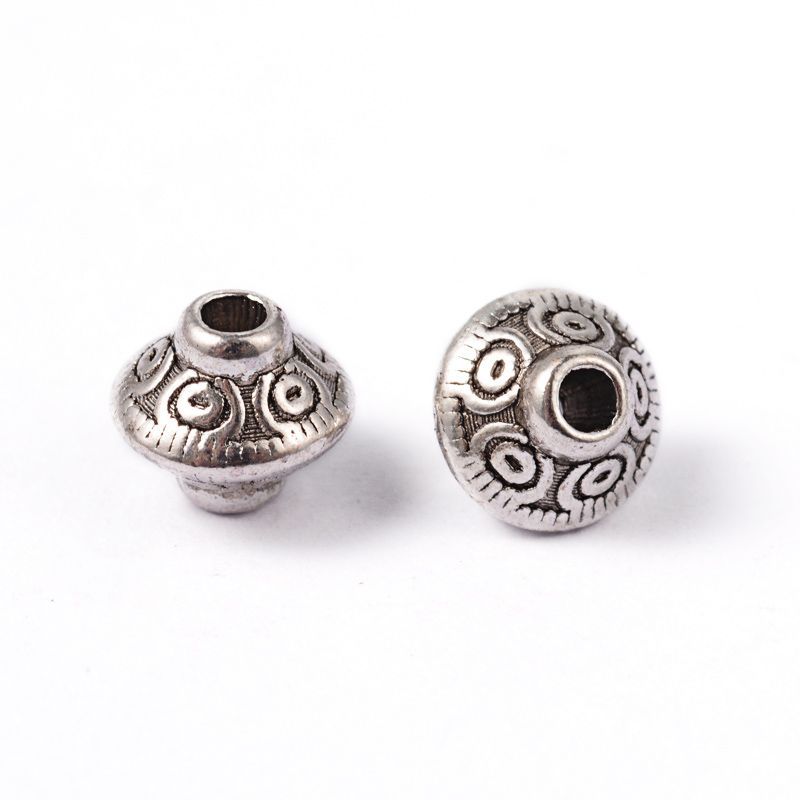 50 x Antique Silver Bicone Beads, 6x5mm