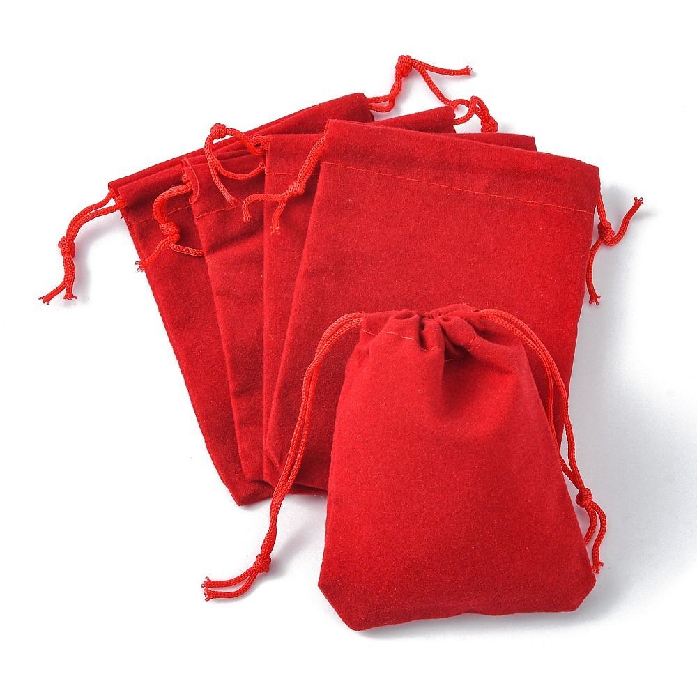 10 x 9x7cm Drawstring Red Pouches