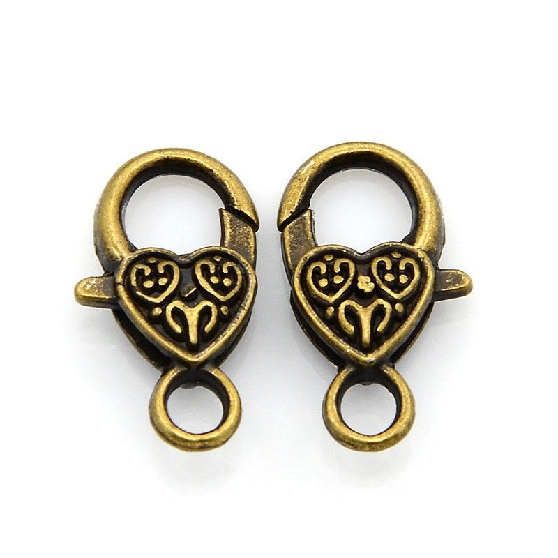 5 x Fancy Large Lobster Clasp, Antique Bronze, 25x12mm