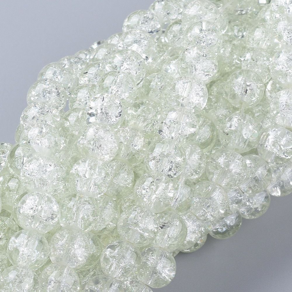 50 x 8mm Crackle Glass in Clear Glass