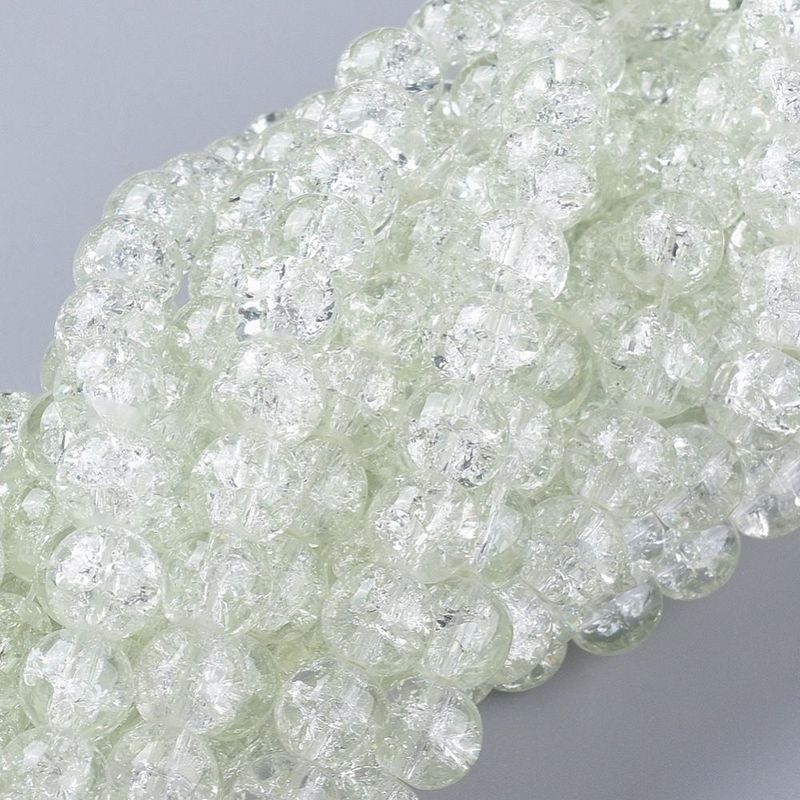 50 x 8mm Crackle Glass in Clear Glass