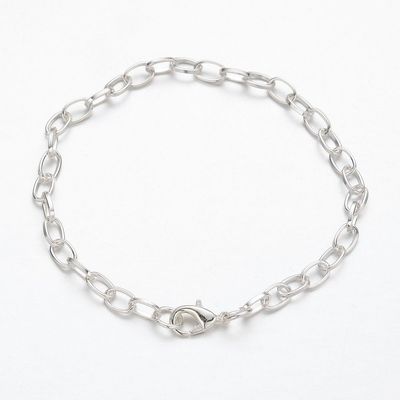Silver Plated Bracelet Chain with Clasp, 20cm/8"