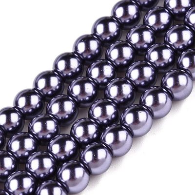 4mm Glass Pearls in Slate Grey, 1 Strand