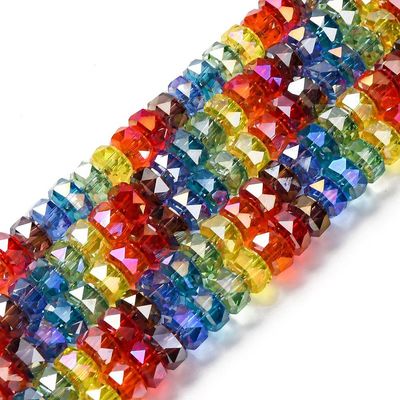 Electroplated Glass Barrel Beads, 7x4mm, 1 Strand