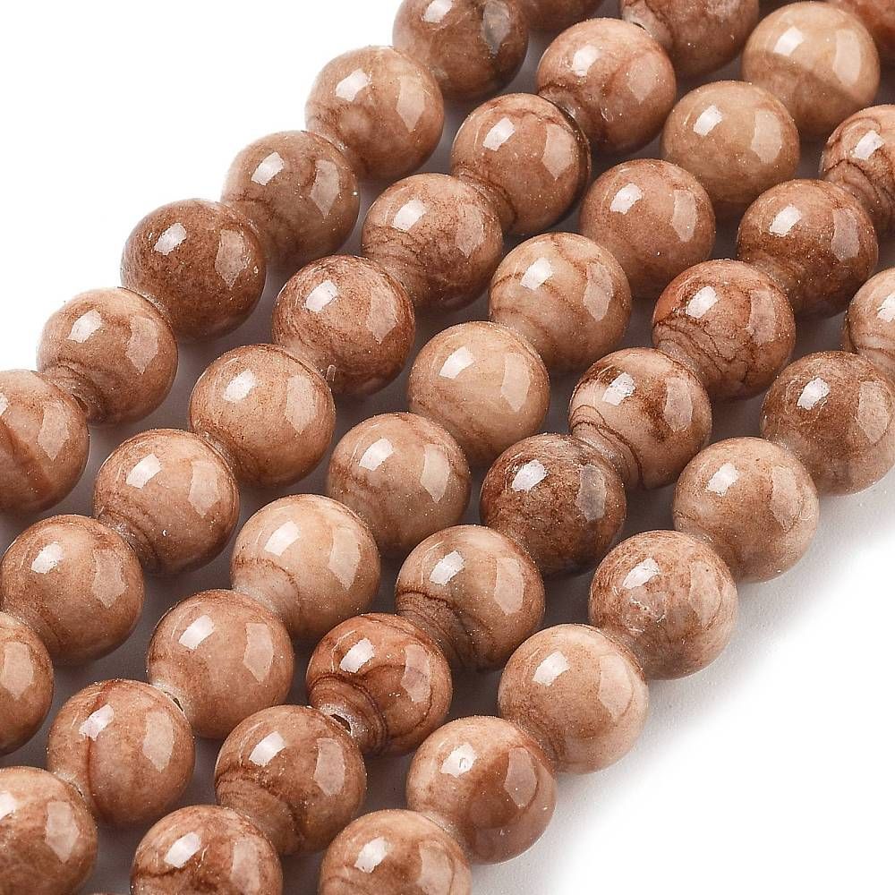 Natural Dyed Persian Jade Beans, 8mm, 1 Strand