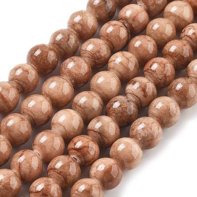 Natural Dyed Persian Jade Beans, 8mm, 1 Strand