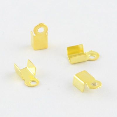 Small Gold Plated Cord Ends / Crimp Ends, 6x3x2mm, 2g