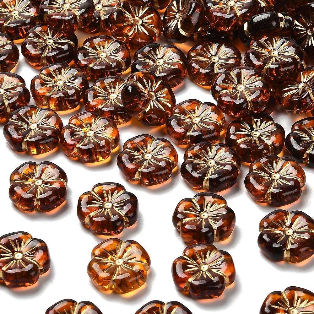 20 x Plated Acrylic Flower Beads in Coffee, 20mm