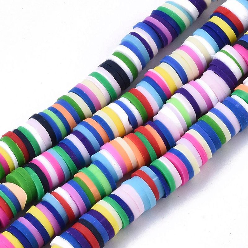 Polymer Clay Heishi Bead Strand, Mixed Colours, 6mm