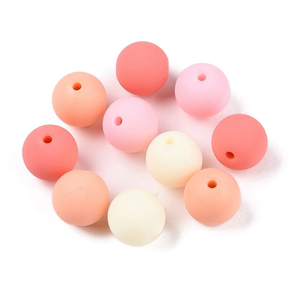 30 x 11mm Rubberized Acrylic Beads, Red, Ivory & Pink