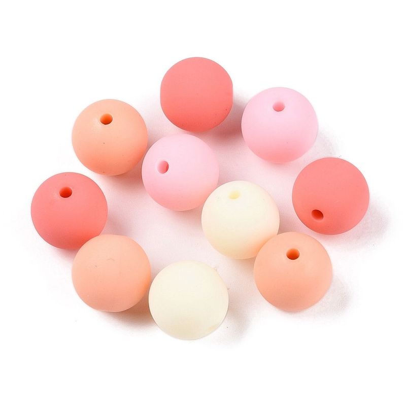 30 x 11mm Rubberized Acrylic Beads, Red, Ivory & Pink