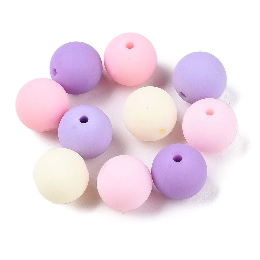 30 x 11mm Rubberized Acrylic Beads, Pink & Purple