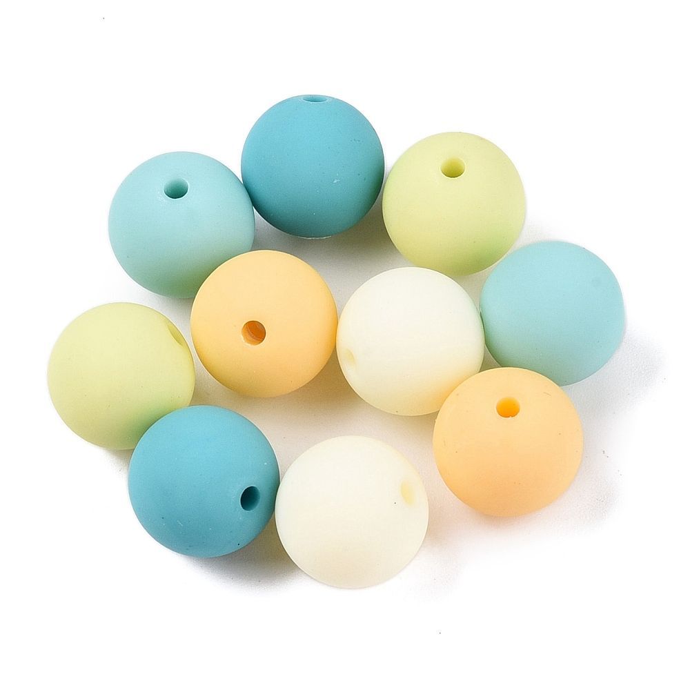 30 x 11mm Rubberized Acrylic Beads, Turquoise, Lemon & Lime