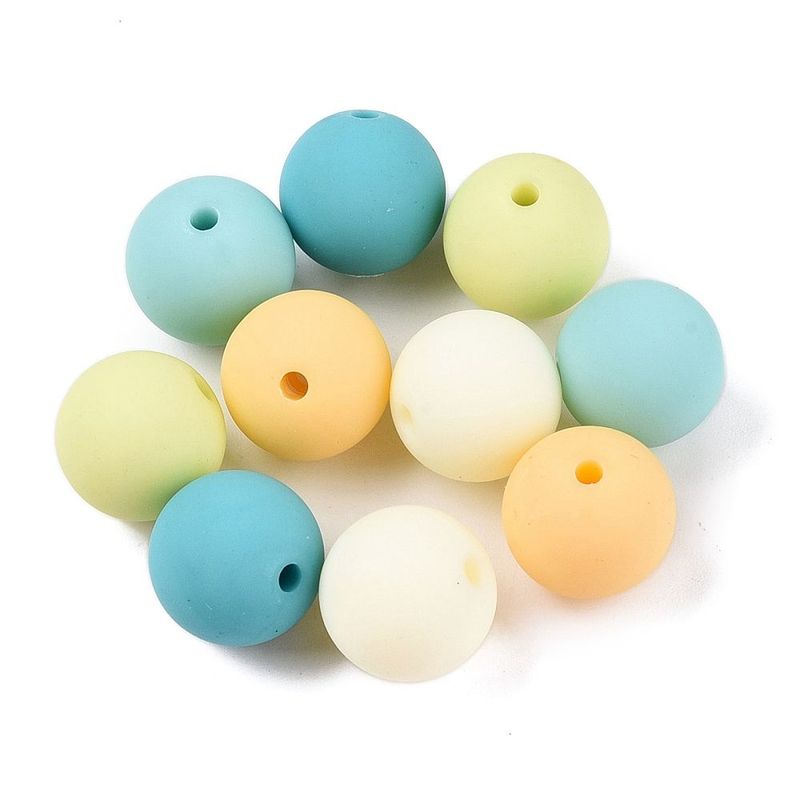 30 x 11mm Rubberized Acrylic Beads, Turquoise, Lemon & Lime