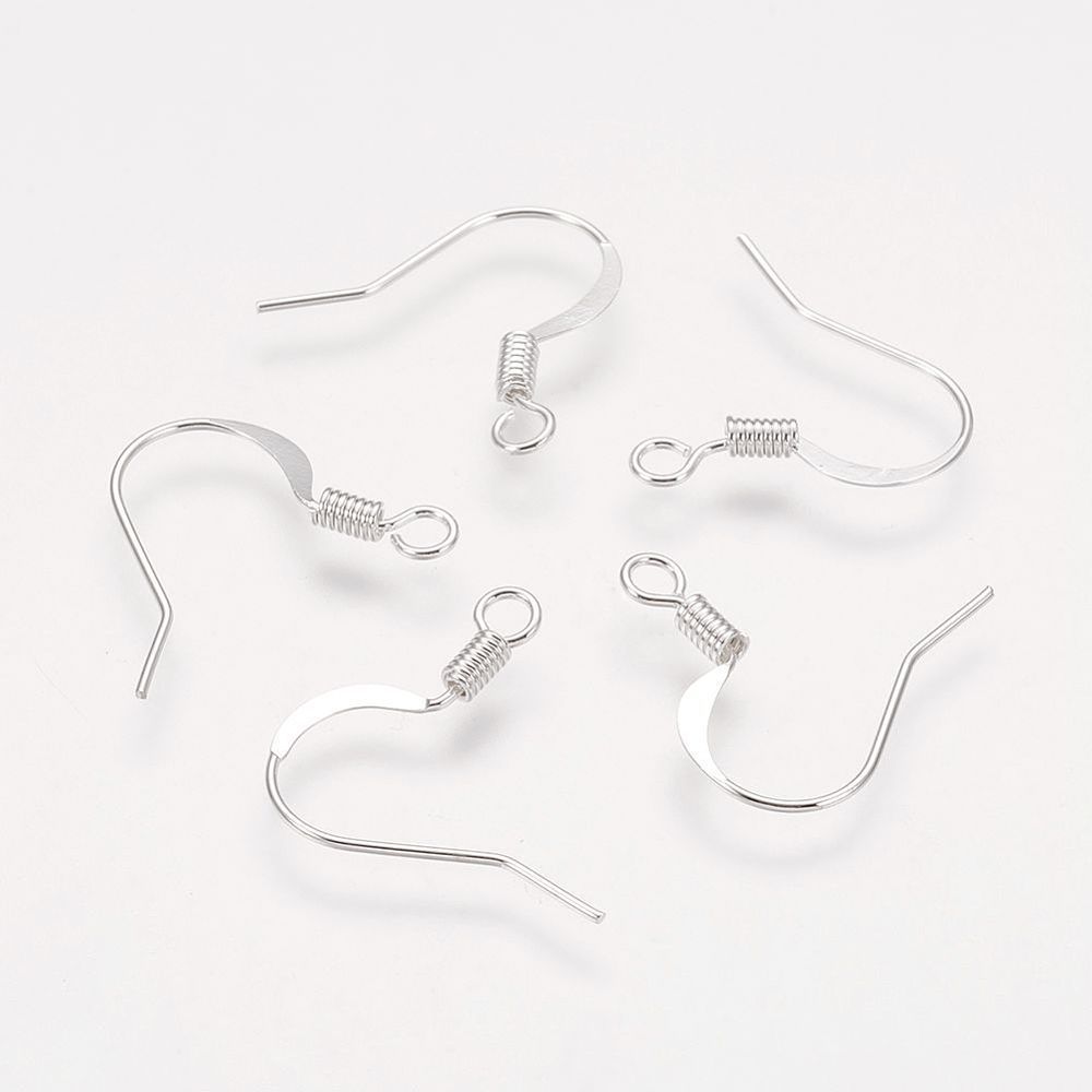 50 x French Ear Hooks in Silver, 15x17mm, Nickel Free
