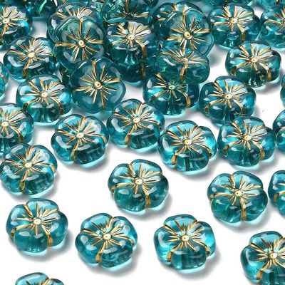 20 x Plated Acrylic Flower Beads in Teal, 20mm