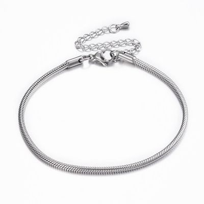 Stainless Steel Snake Chain Bracelet with Clasp, 20cm/7.75"