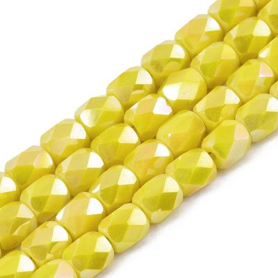 50 x Opaque Faceted Glass Barrel Beads, 5x5mm, Yellow