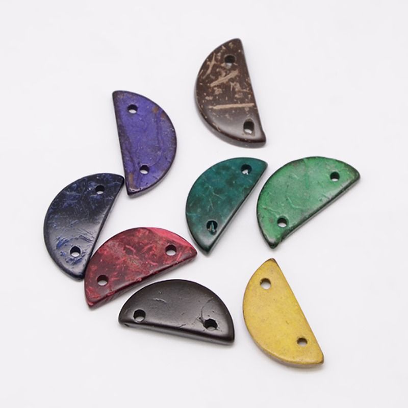 20 x Coconut Half Round Connectors, 35x17mm