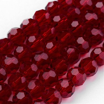 6mm Faceted Crystal Glass Beads in Red, 1 Strand