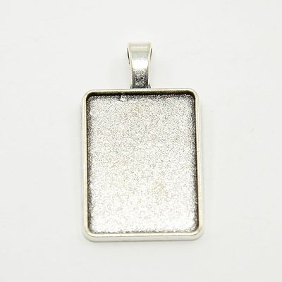 Antique Silver Bezel Pendant, Rectangle, Tray Size 25x18mm