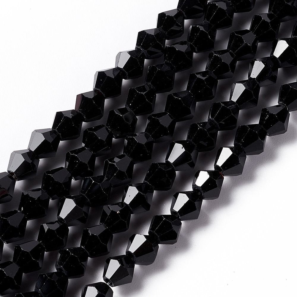 6mm Faceted Bicone Glass in Black
