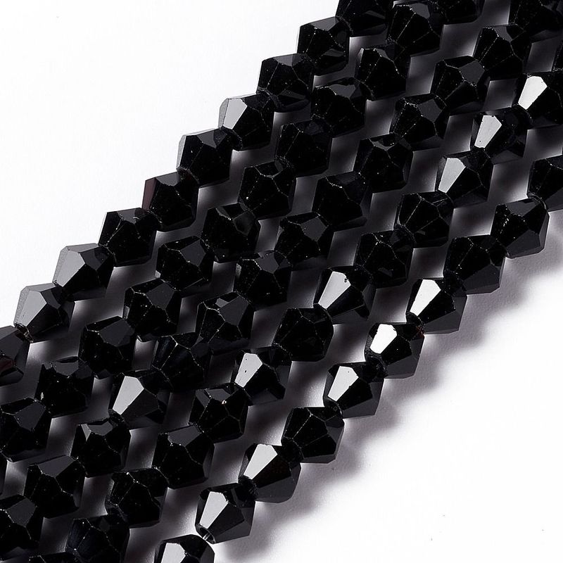 6mm Faceted Bicone Glass in Black