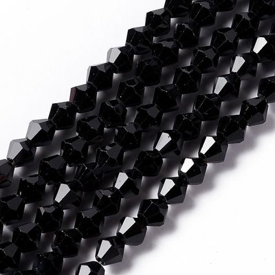 6mm Faceted Bicone Glass in Black