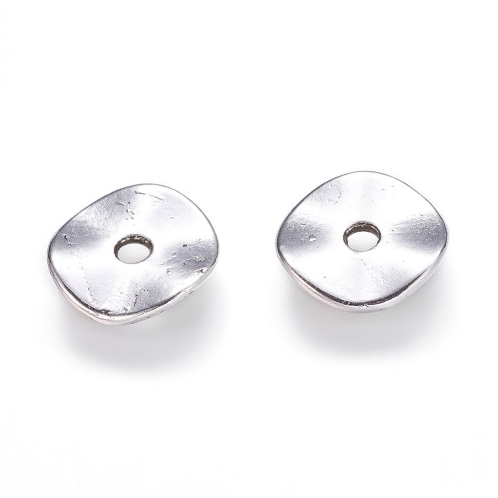 50 x Silver Plated Wavy Rondelle Spacer Beads, 9mm