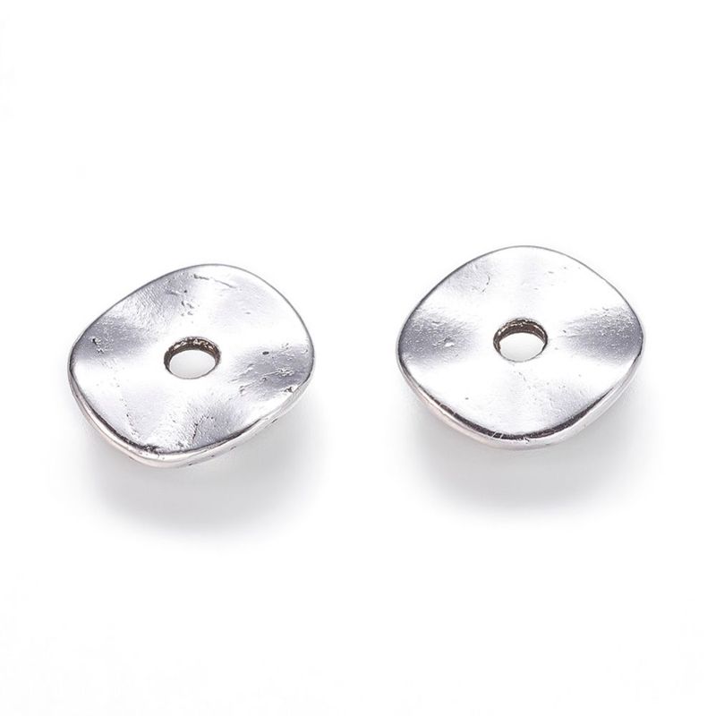 50 x Silver Plated Wavy Rondelle Spacer Beads, 9mm