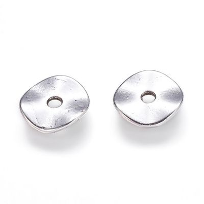 50 x Silver Plated Wavy Rondelle Spacer Beads, 9mm