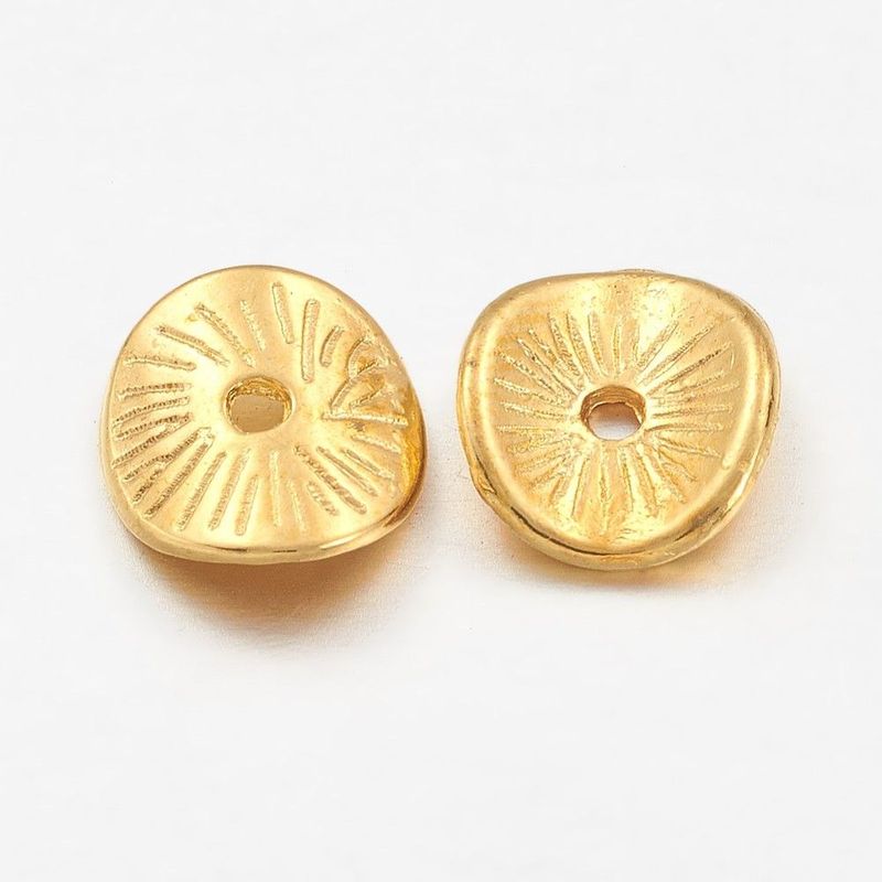50 x Gold Plated Wavy Rondelle Spacer Beads, 9mm