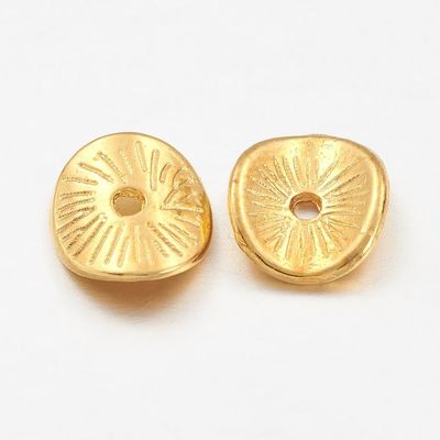 50 x Gold Plated Wavy Rondelle Spacer Beads, 9mm