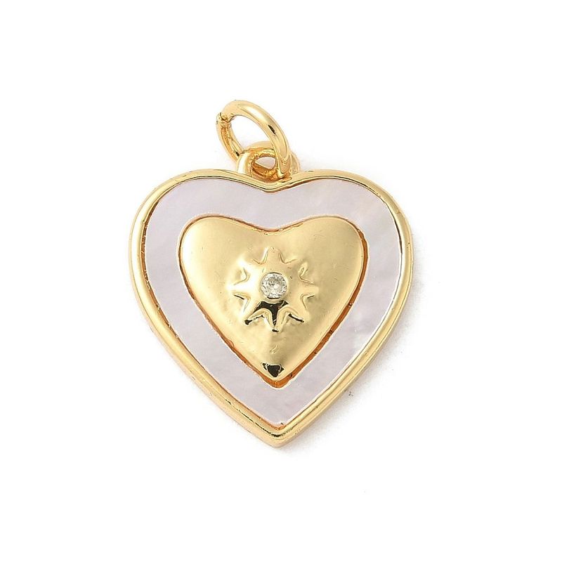 Mother of Pearl Real Gold Plated Heart Pendant, 16x15mm