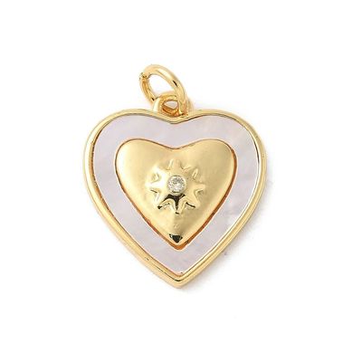 Mother of Pearl Real Gold Plated Heart Pendant, 16x15mm