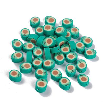 50 x Polymer Clay Avocado Beads, 10x8x4mm