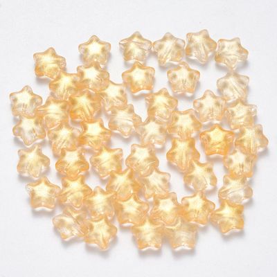 30 x Glass Star Beads, Gold, 8x8x4mm