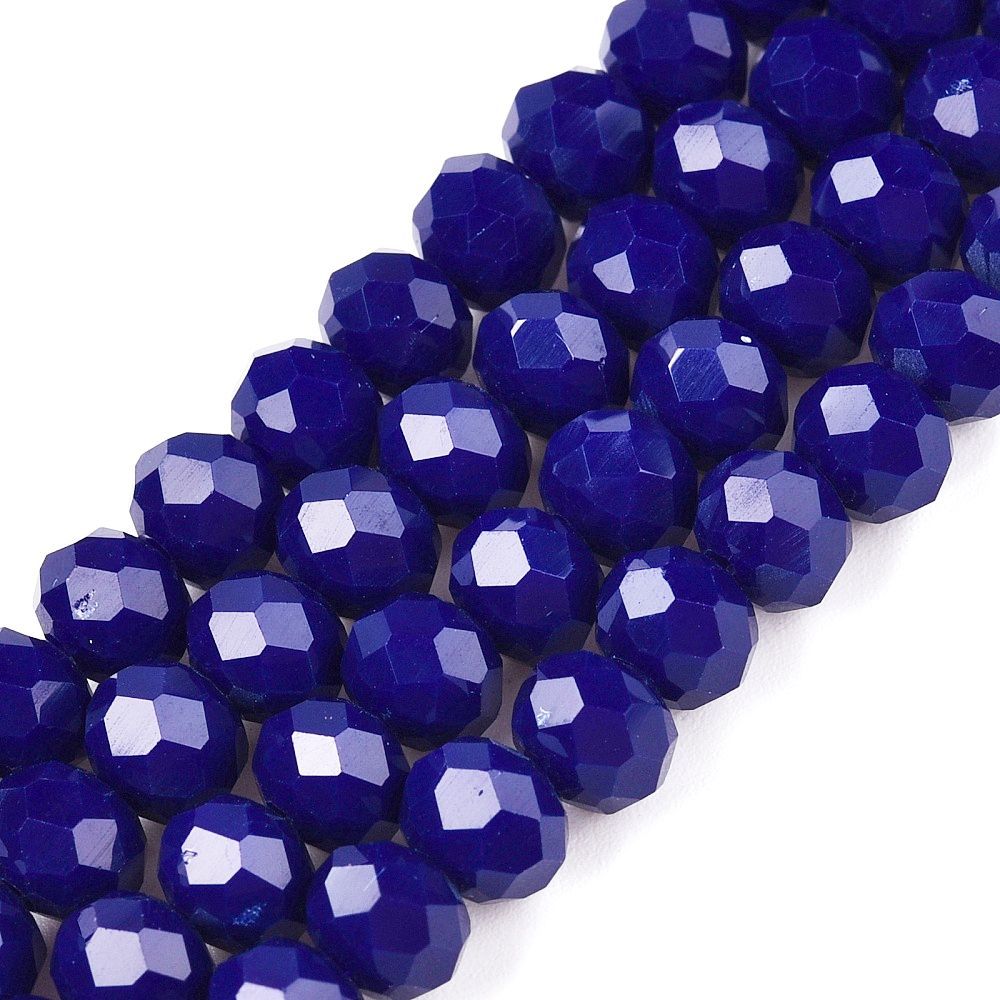 6x5mm Faceted Glass Rondelles in Royal Blue, 1 Strand