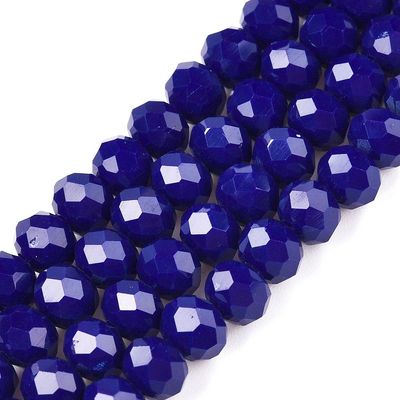 6x5mm Faceted Glass Rondelles in Royal Blue, 1 Strand