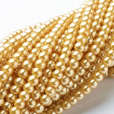 4mm Glass Pearls in Gold, 1 Strand