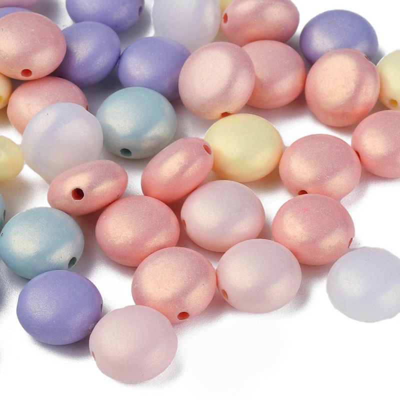 50 x Painted Pearlised Acrylic Beads, Mixed Pastels, 10x6mm