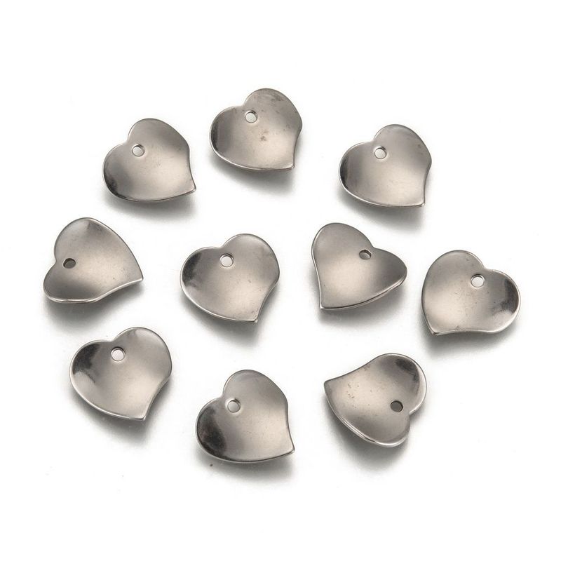 Stainless Steel Wavy Heart Charm, 15x16mm