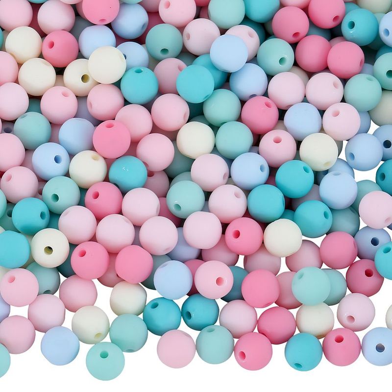 50 x 8mm Rubberized Acrylic Beads, Turquoise, Pink