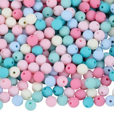 50 x 8mm Rubberized Acrylic Beads, Turquoise, Pink