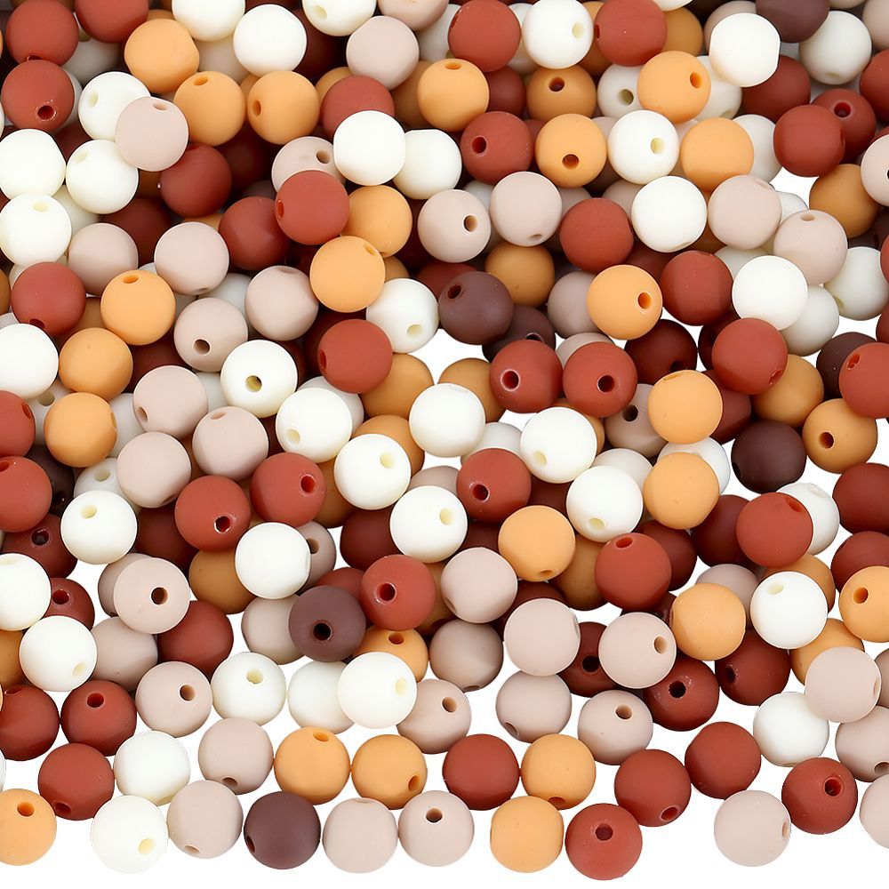 50 x 8mm Rubberized Acrylic Beads, Chocolate Brown, Coffee & Cream