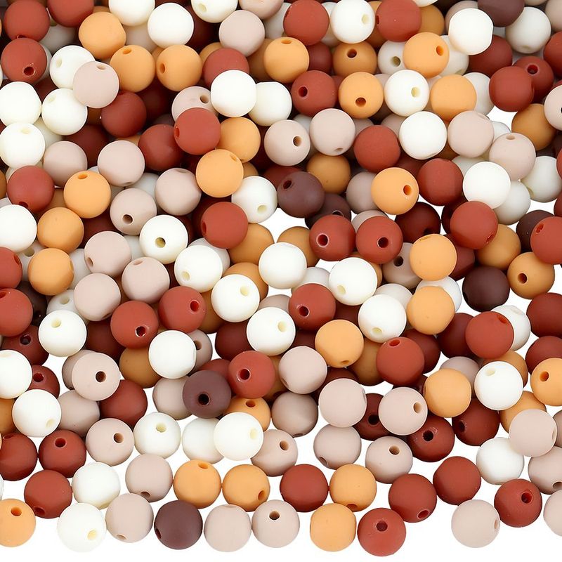 50 x 8mm Rubberized Acrylic Beads, Chocolate Brown, Coffee & Cream