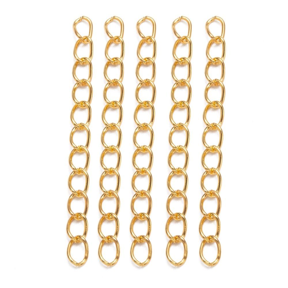 10 x Gold Plated Extension Chains, 50x4mm