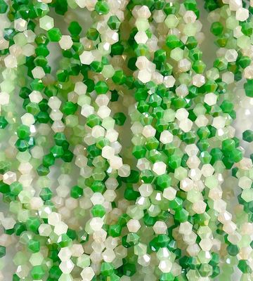 4mm AB Plated Bicone Crystals in Green Mix