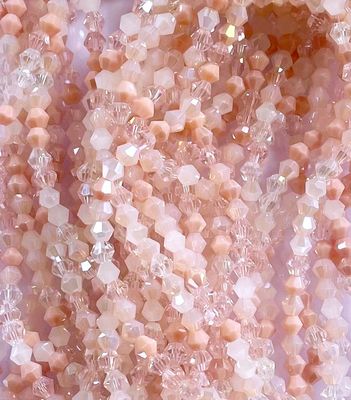 4mm AB Plated Bicone Crystals in Pink Mix