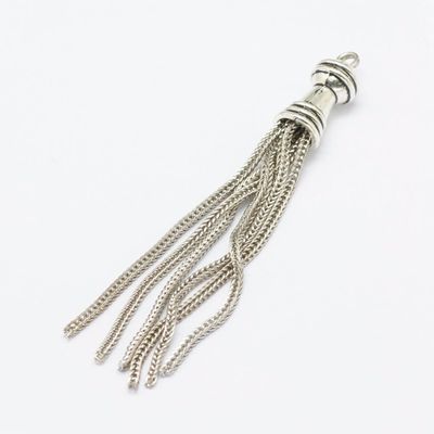 Antique Silver Tassel Pendants, 76x9mm